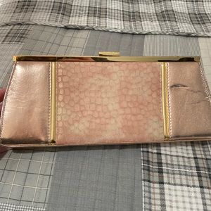 Wild Rose Metallic Pink/Snakeskin clutch